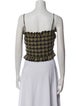 Ganni Plaid Print Square Neckline Crop Top
