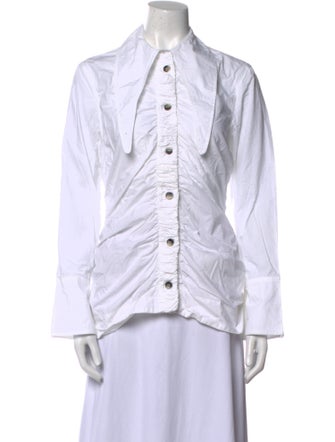 Ganni Long Sleeve Button-Up Top