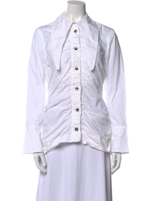 Ganni Long Sleeve Button-Up Top