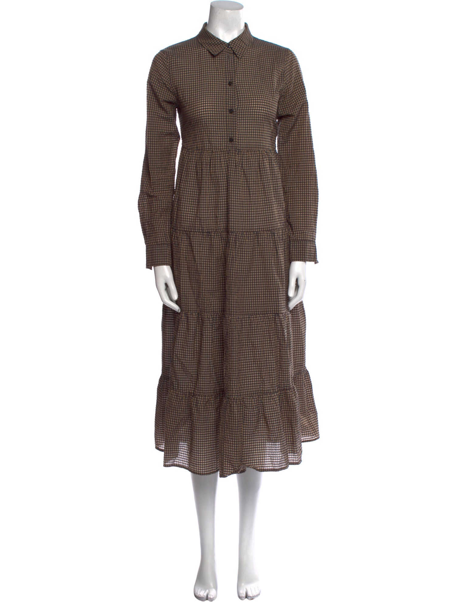 Ganni Plaid Print Midi Length Dress