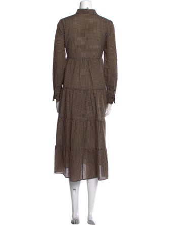 Ganni Plaid Print Midi Length Dress