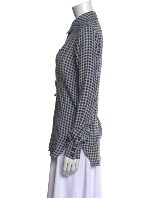 Ganni Plaid Print Long Sleeve Button-Up Top