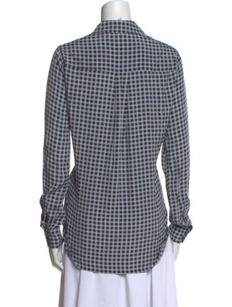 Ganni Plaid Print Long Sleeve Button-Up Top