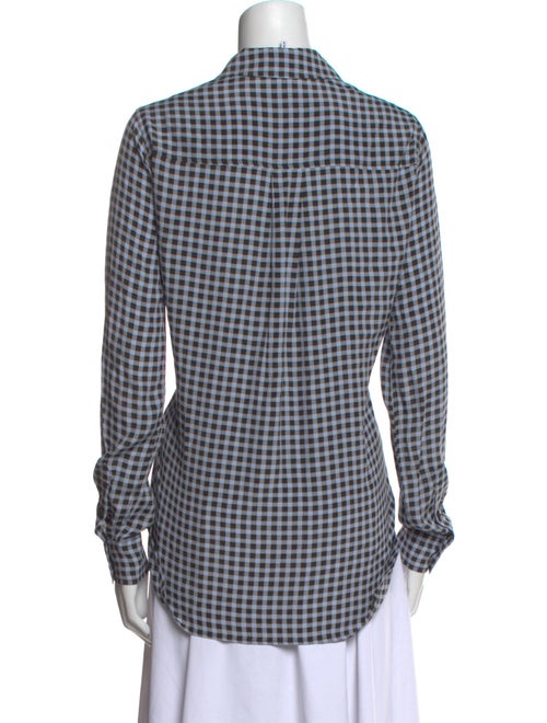Ganni Plaid Print Long Sleeve Button-Up Top