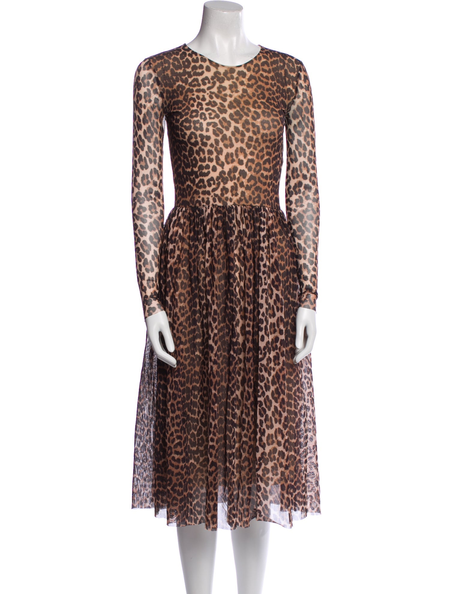 Ganni Animal Print Midi Length Dress