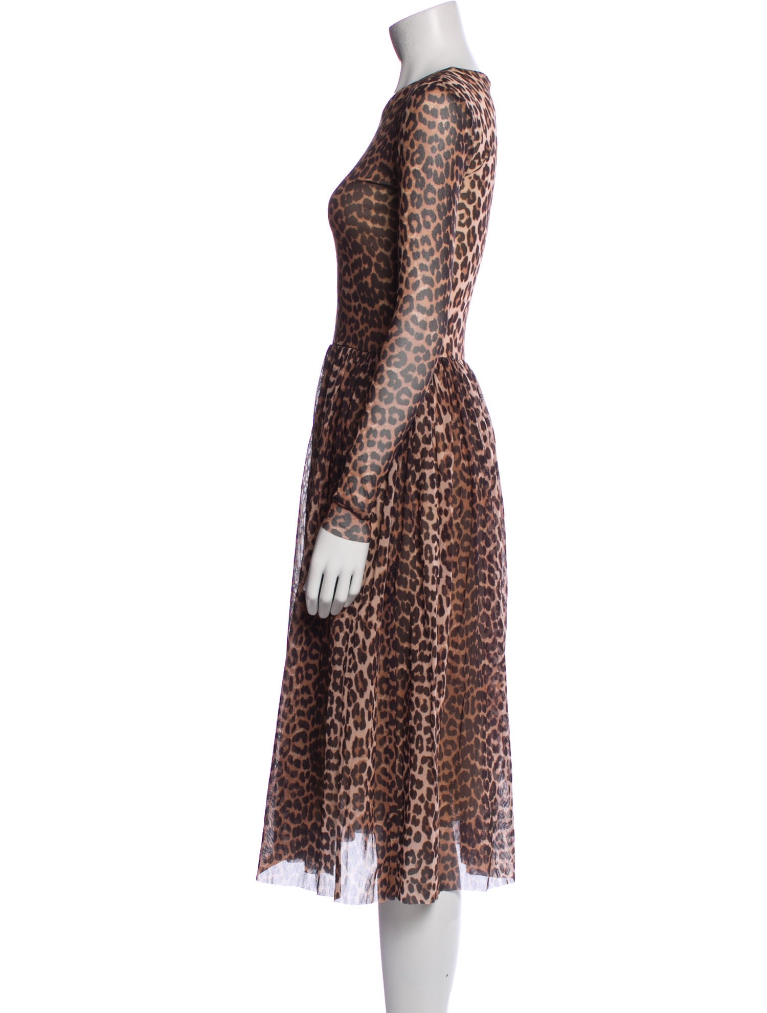 Ganni Animal Print Midi Length Dress