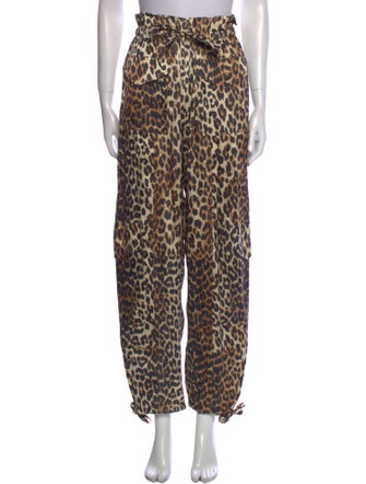 Ganni Animal Print Straight Leg Pants