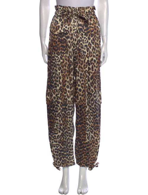 Ganni Animal Print Straight Leg Pants