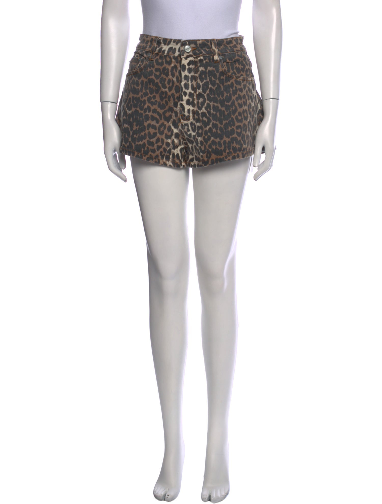 Ganni Animal Print Mini Shorts