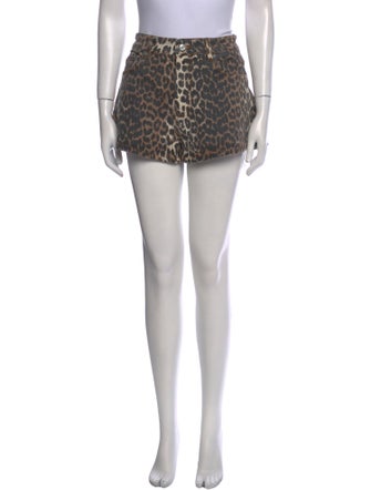 Ganni Animal Print Mini Shorts