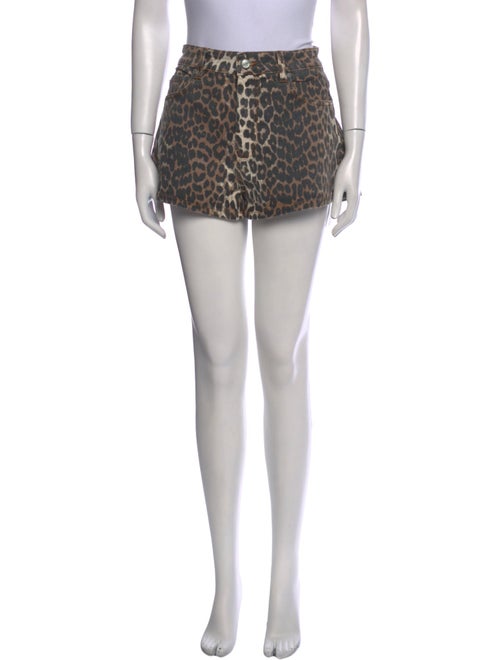Ganni Animal Print Mini Shorts