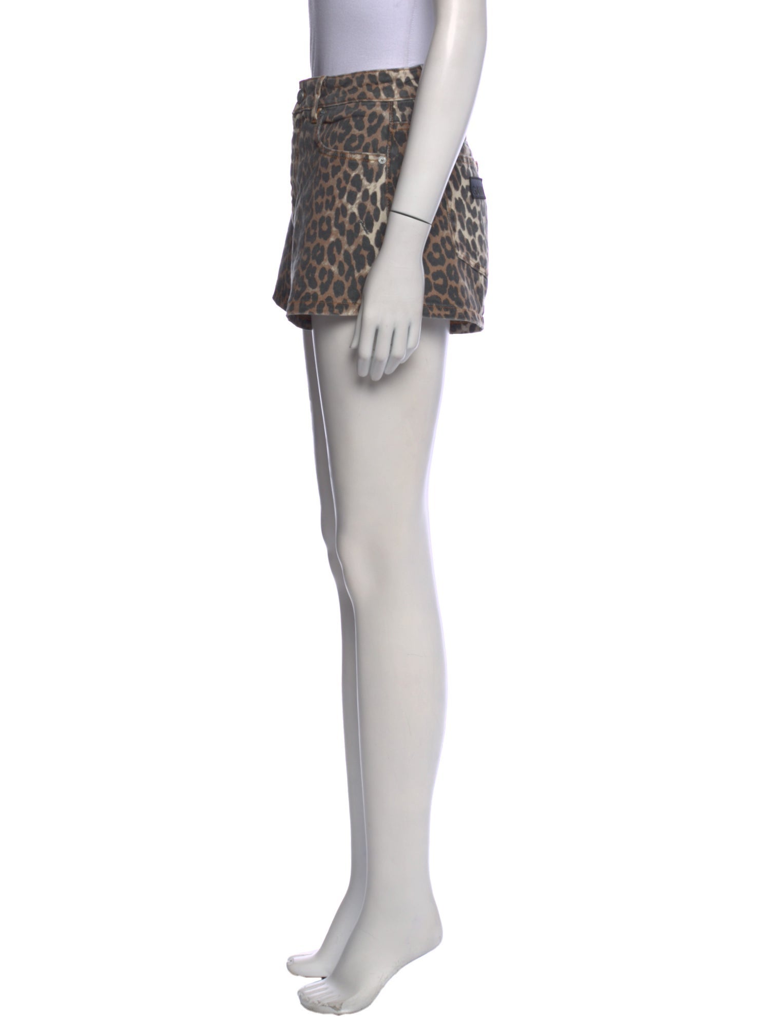 Ganni Animal Print Mini Shorts