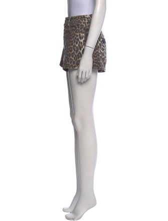 Ganni Animal Print Mini Shorts