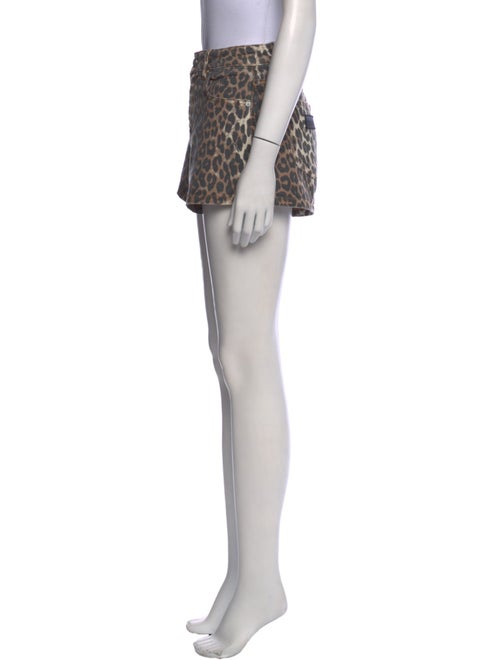 Ganni Animal Print Mini Shorts
