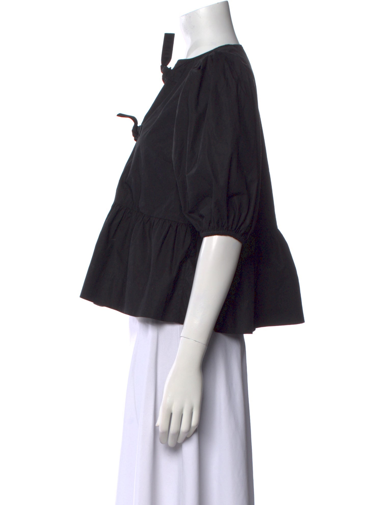 Ganni V-Neck Three-Quarter Sleeve Crop Top