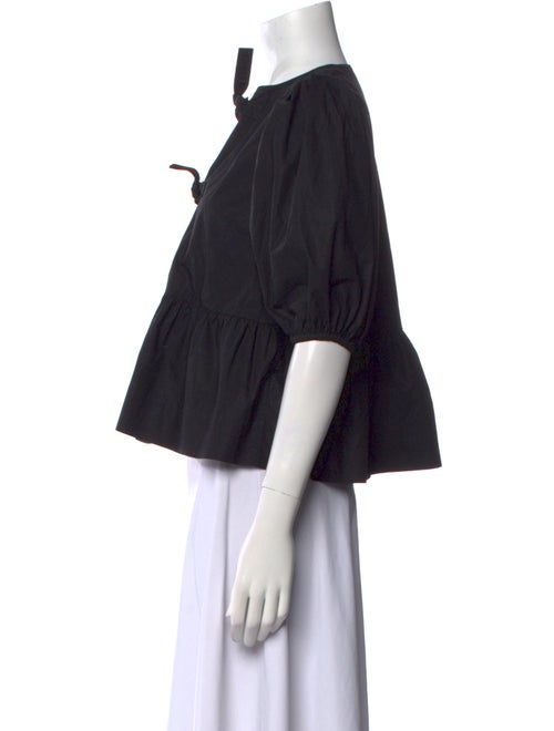 Ganni V-Neck Three-Quarter Sleeve Crop Top