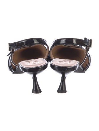 Ganni Patent Leather Studded Accents Slingback Pumps