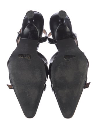 Ganni Patent Leather Studded Accents Slingback Pumps