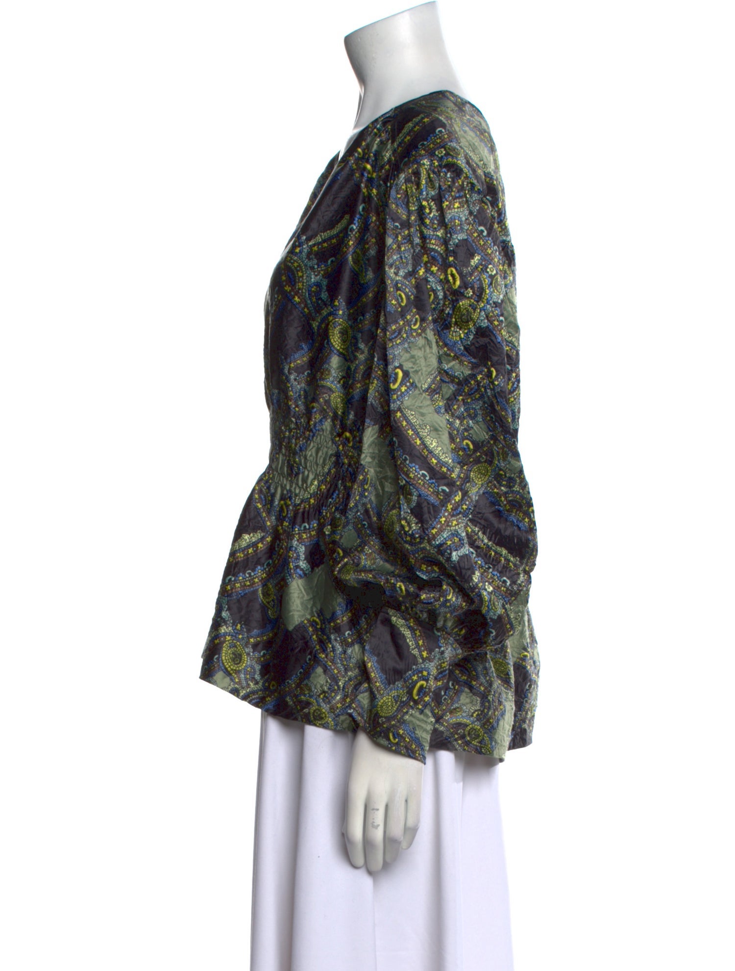 Ganni Printed V-Neck Blouse