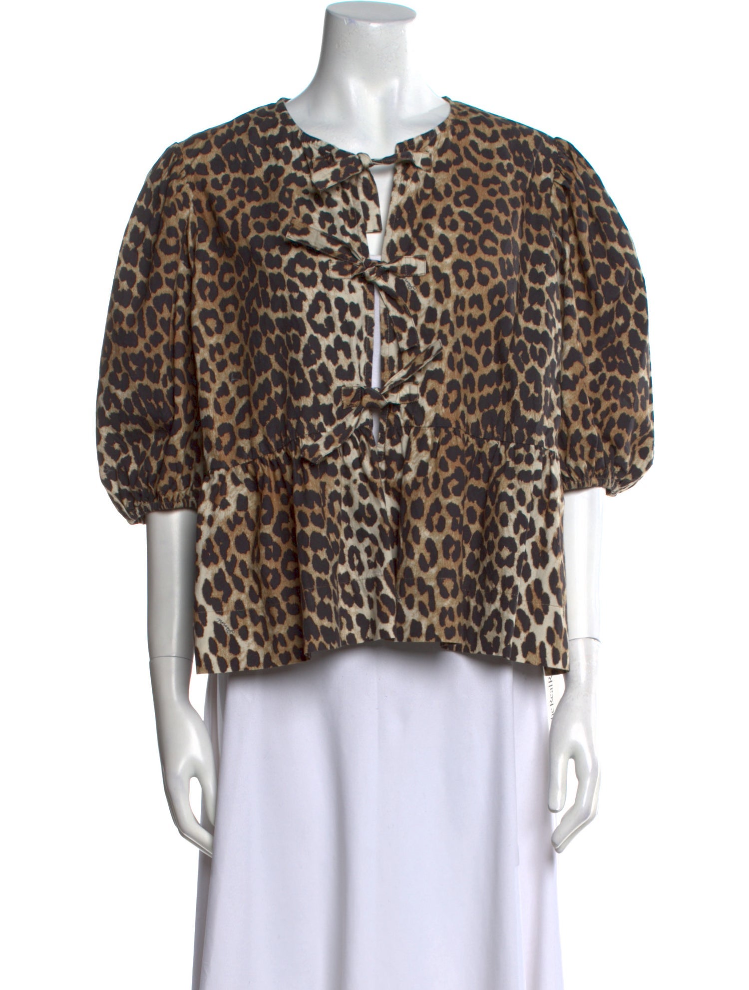 Ganni Animal Print V-Neck Blouse