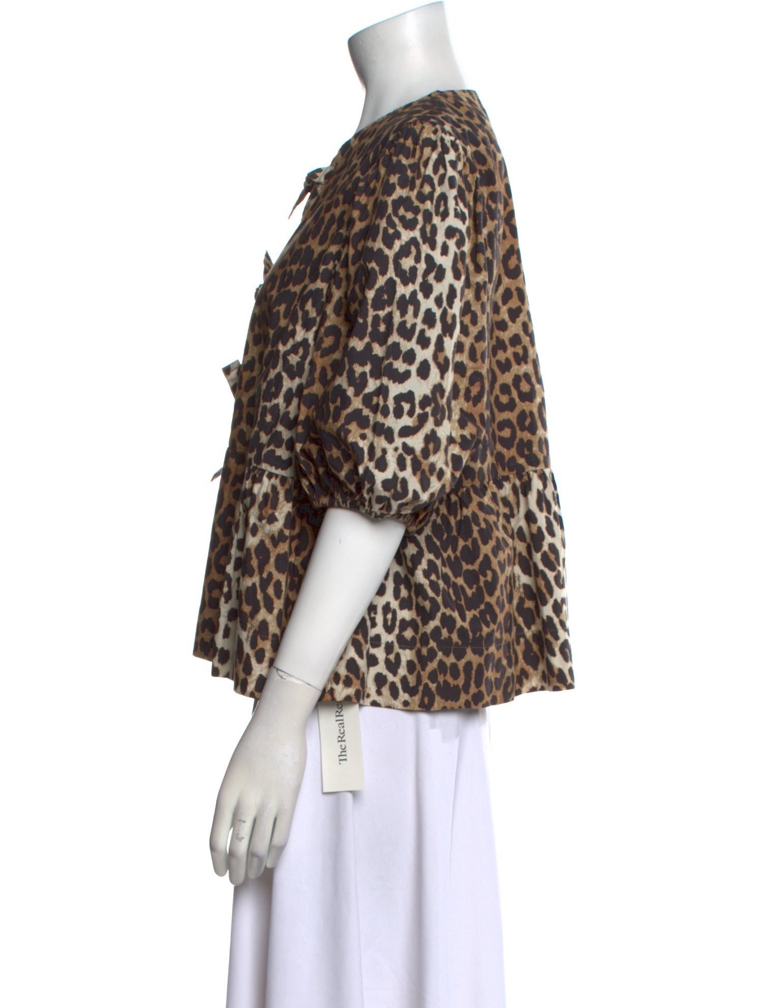 Ganni Animal Print V-Neck Blouse