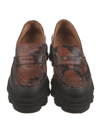 Ganni Snakeskin Animal Print Loafers