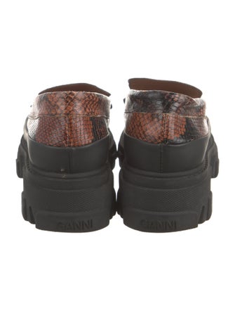 Ganni Snakeskin Animal Print Loafers