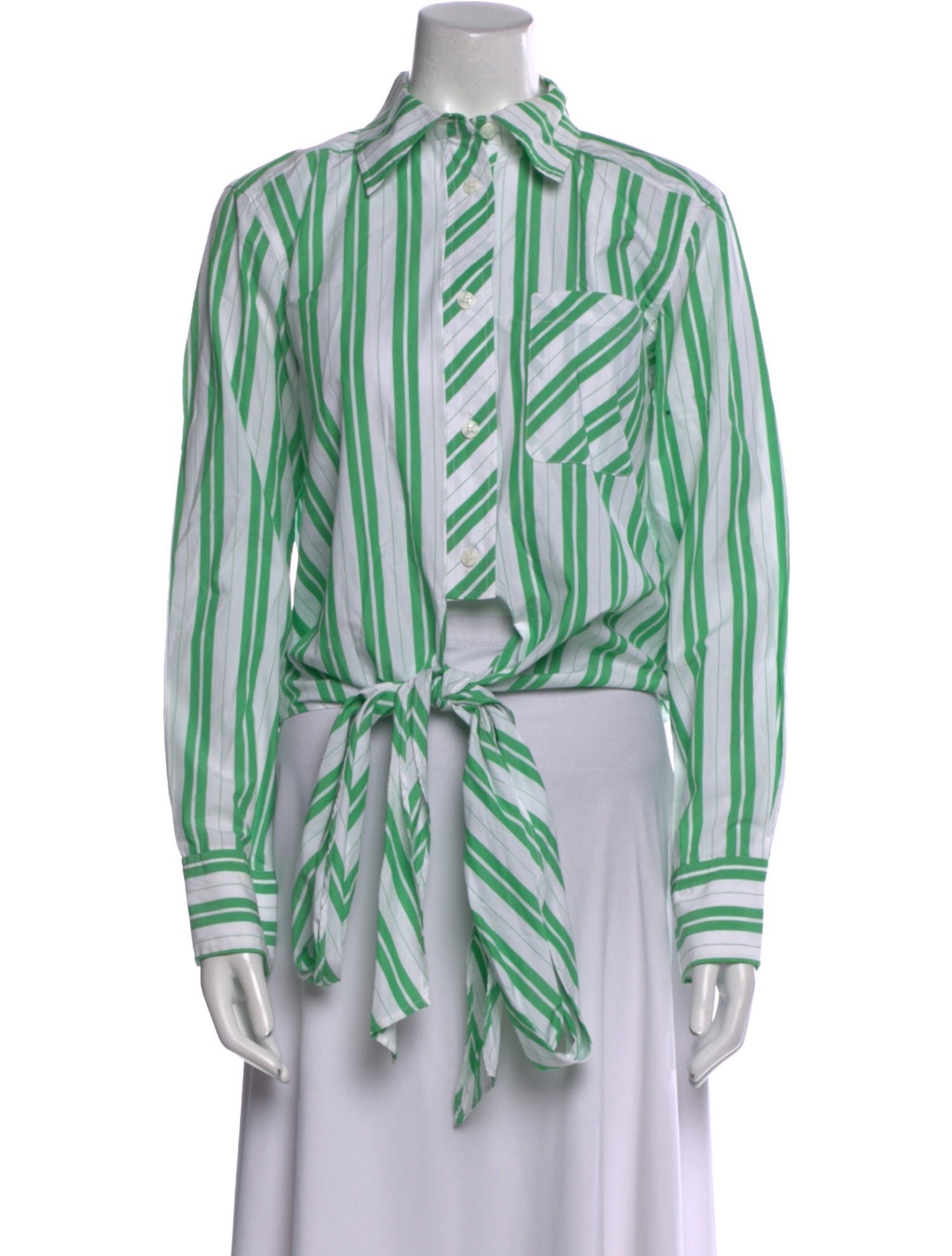 Ganni Striped Long Sleeve Button-Up Top