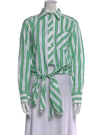 Ganni Striped Long Sleeve Button-Up Top