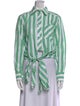 Ganni Striped Long Sleeve Button-Up Top