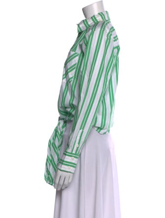 Ganni Striped Long Sleeve Button-Up Top