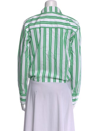 Ganni Striped Long Sleeve Button-Up Top
