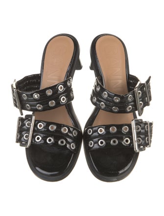 Ganni Patent Leather Studded Accents Slides