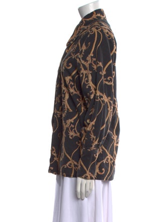 Ganni Printed Long Sleeve Button-Up Top