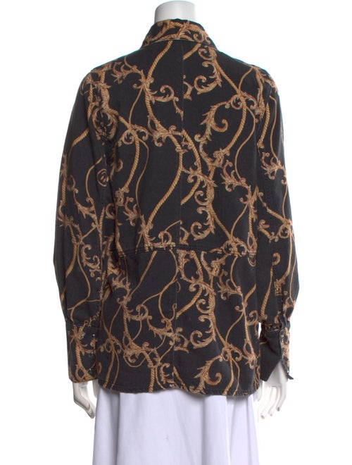 Ganni Printed Long Sleeve Button-Up Top