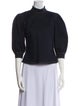Ganni Mock Neck Three-Quarter Sleeve Sweatshirt