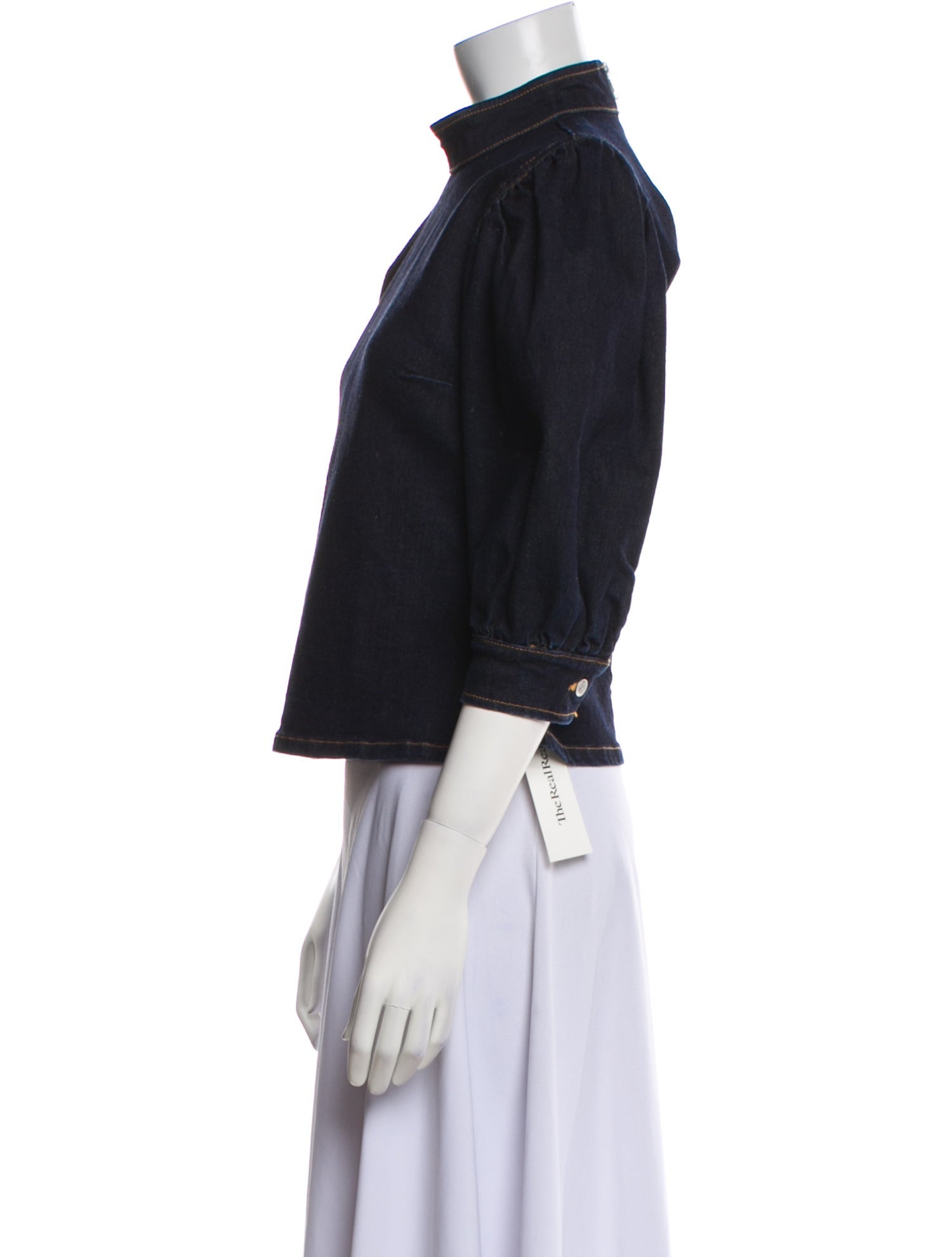 Ganni Mock Neck Three-Quarter Sleeve Sweatshirt