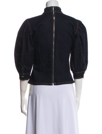 Ganni Mock Neck Three-Quarter Sleeve Sweatshirt