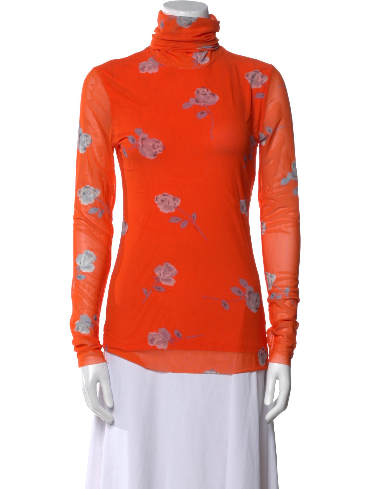 Ganni Floral Print Turtleneck Top