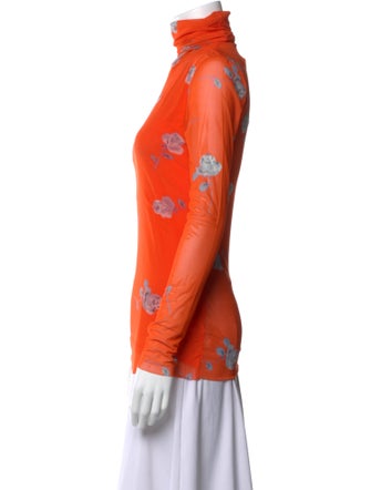 Ganni Floral Print Turtleneck Top