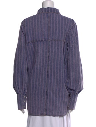 Ganni Striped Long Sleeve Button-Up Top