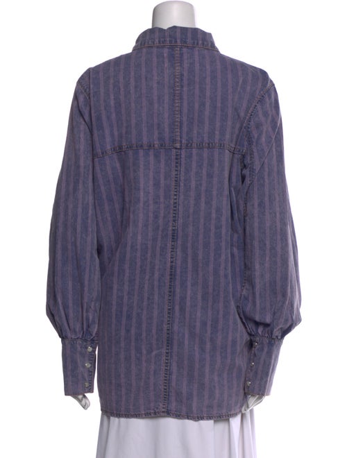 Ganni Striped Long Sleeve Button-Up Top