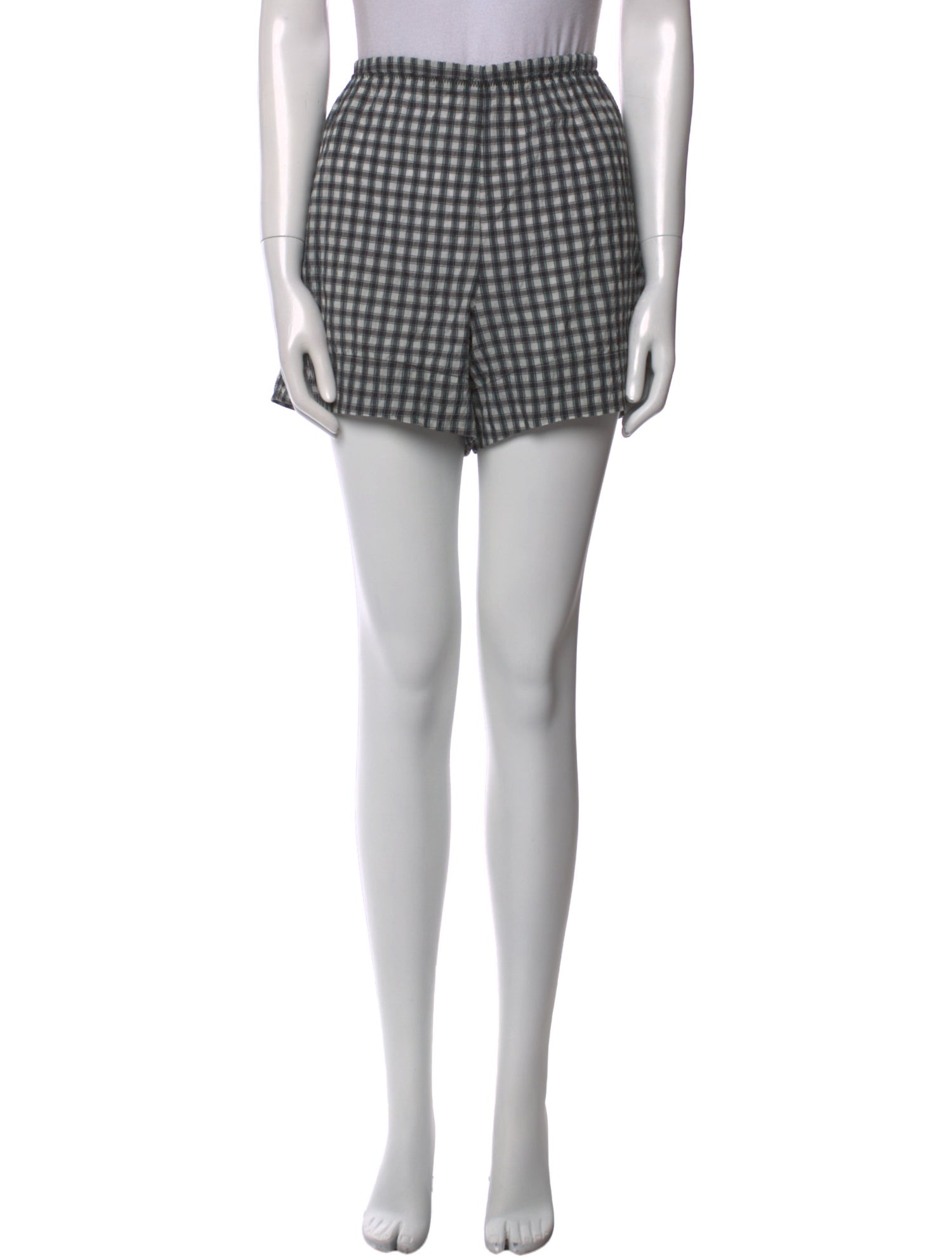 Ganni Plaid Print Mini Shorts