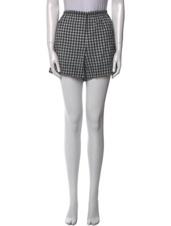Ganni Plaid Print Mini Shorts