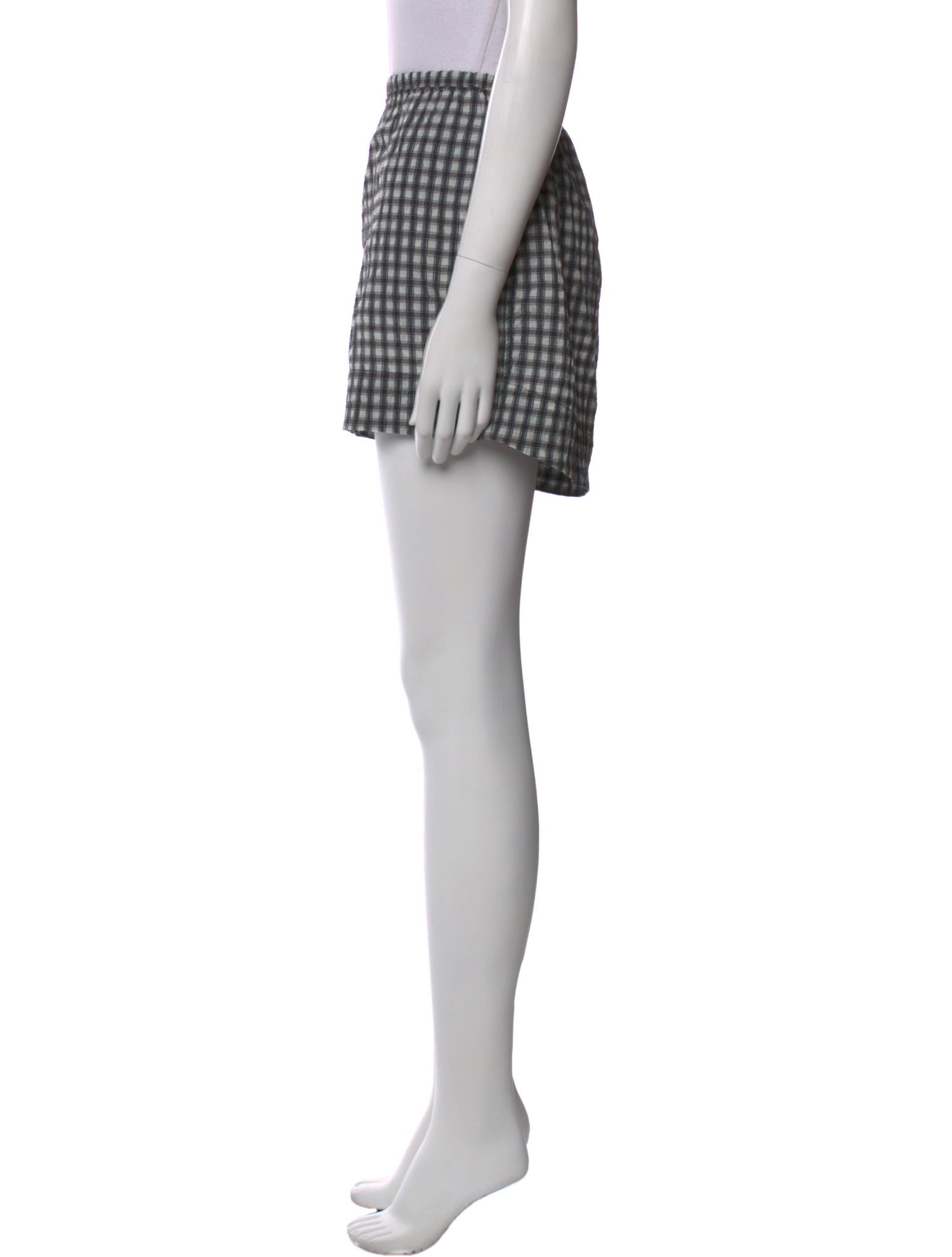 Ganni Plaid Print Mini Shorts