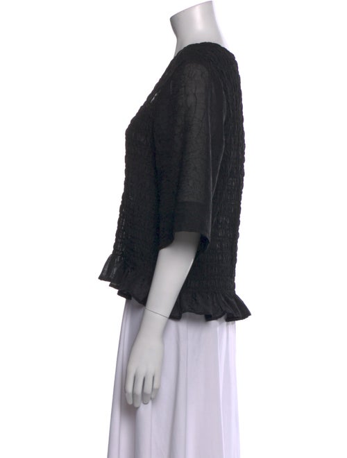 Ganni V-Neck Three-Quarter Sleeve Crop Top