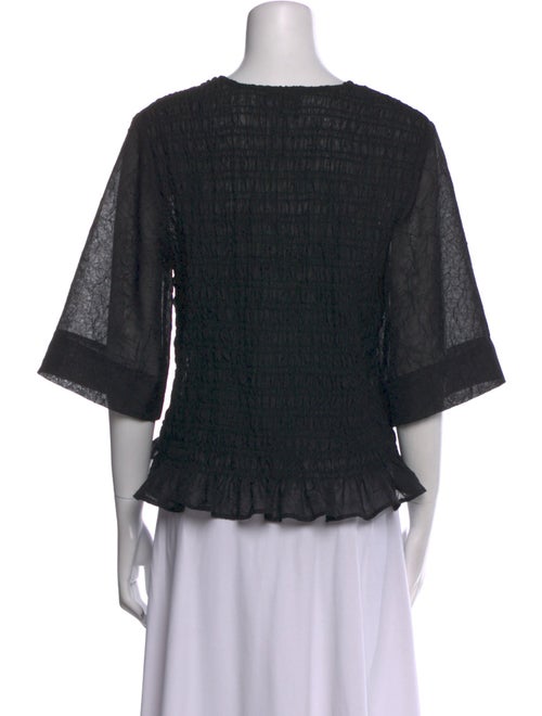 Ganni V-Neck Three-Quarter Sleeve Crop Top