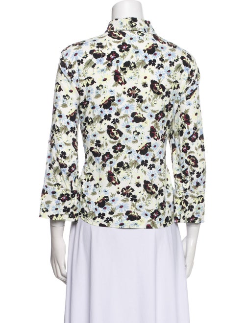 Ganni Floral Print Three-Quarter Sleeve Button-Up Top