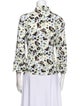 Ganni Floral Print Three-Quarter Sleeve Button-Up Top