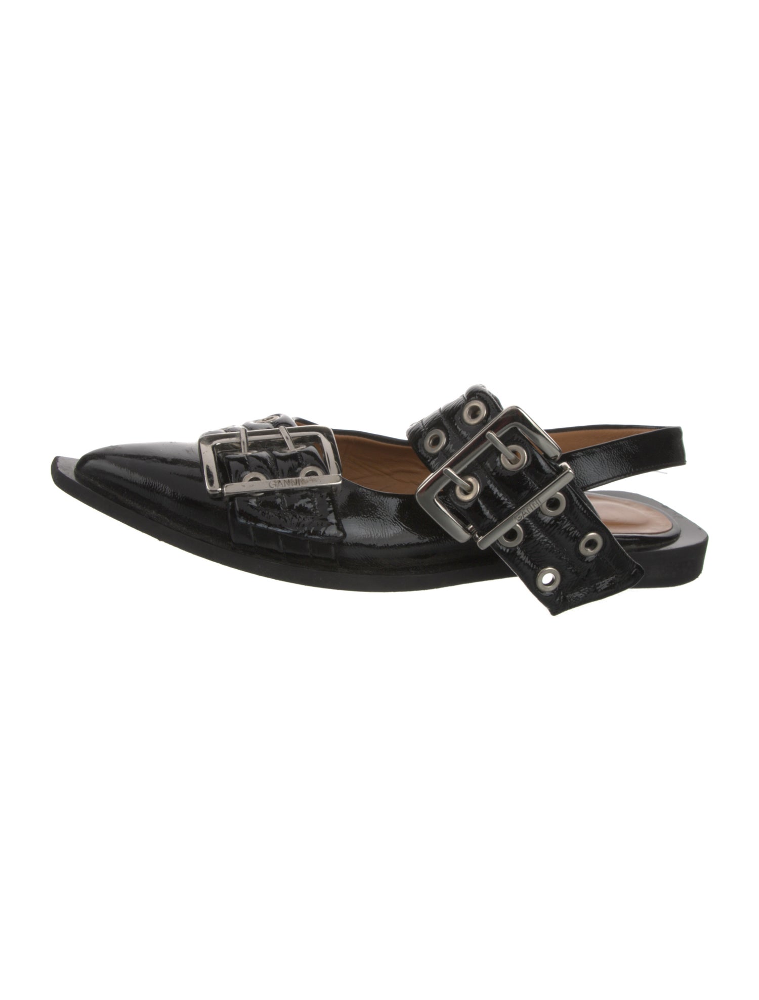 Ganni Patent Leather Slingback Flats
